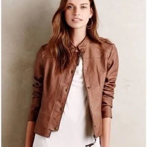 Hei Hei Vegan Leather Brown Moto Jacket from Anthropologie